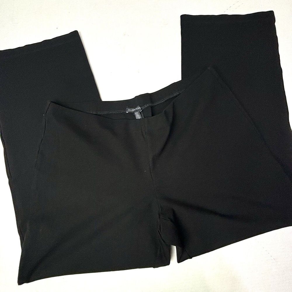 Eileen Fisher Stretch Viscose Ponte Ankle Pants Women L Elastic Waist Pockets EC